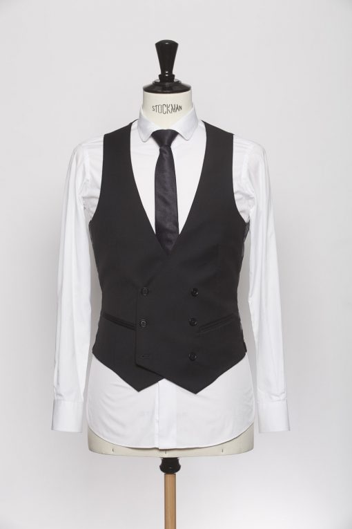 WC140002_BLACK_SOLID_WAISTCOAT_WOOL_CEREMONY_DOUBLE BREAST V_KLOFFMAN_A