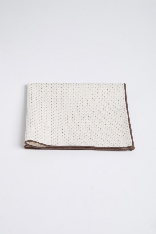 PS150014_BEIGE WITH BROWN BROADER_POCKET SQUARE_COTTON_STITCHES_KLOFFMAN_A