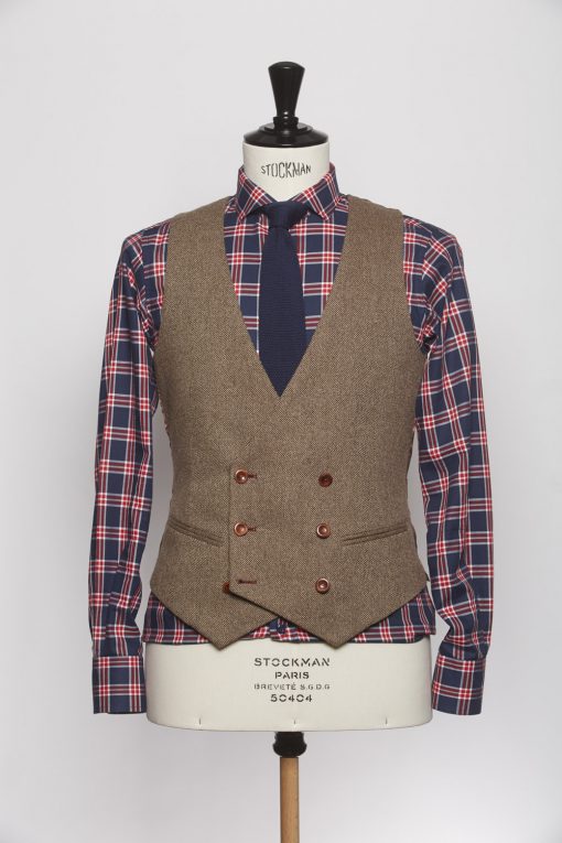 WC140003_BROWN_SOLID_WAISTCOAT_WOOL_DOUBLE BREAST V_KLOFFMAN_A